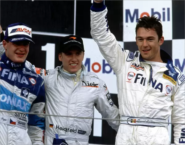 Nick Heidfeld, Tomas Enge and Davaid Saelens International F3000, Magny-Cours, France