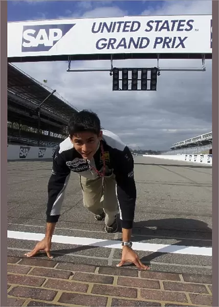 Formula One World Championship: Alex Yoong European Minardi on the famous yard of bricks at the Indianapolis Motor Speedway