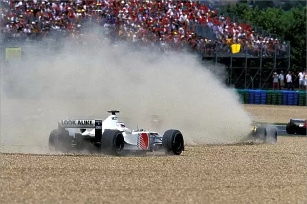 Formula One World Championship: Olivier Panis BAR Honda 004 takes to the gravel at the first corner