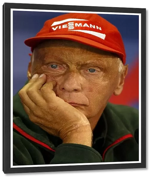 Formula One World Championship: Niki Lauda Jaguar Racing Team Principal at the press conference