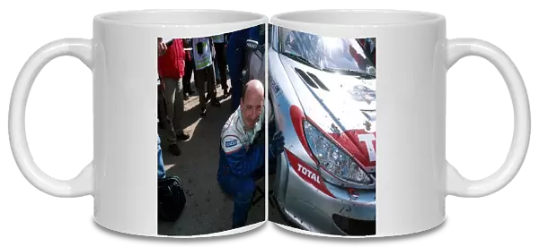 World Rally Championship: Didier Auriol hit a rock, resulting in ripping a wheel off his Peugeot