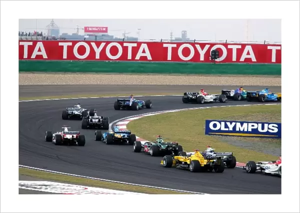 Formula One World Championship: The cars stream through turn one at the start of the race