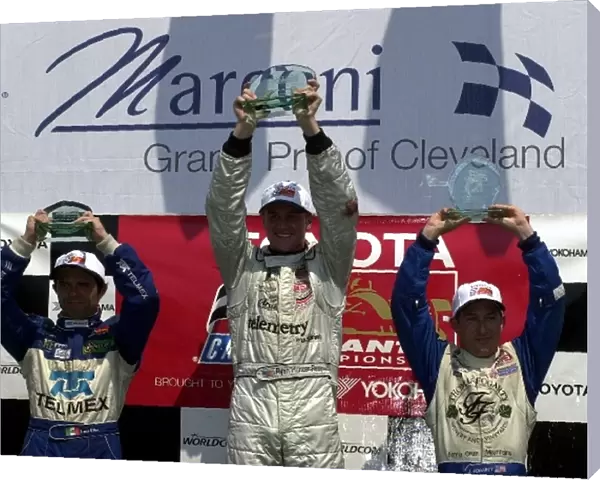 Luiz Diaz (MEX), Ryan Hunter-Reay (USA), and Jon Fogarty (USA) share the victory podium at the Toyota Atlantic race at the Marconi Grand Prix