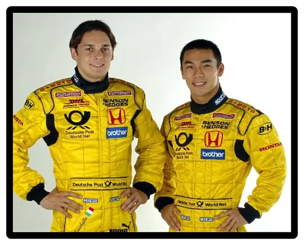 DHL Jordan Honda Studio Shoot: Left-right: Giancarlo Fisichella with DHL Jordan Honda team mate Takuma Sato