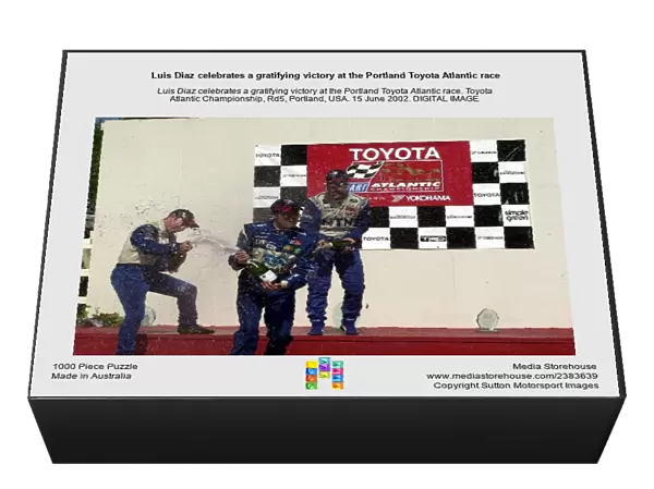 Luis Diaz celebrates a gratifying victory at the Portland Toyota Atlantic race