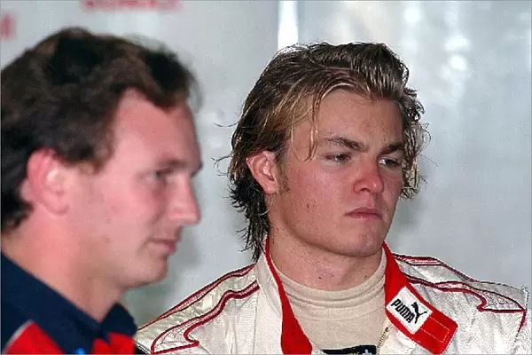 Formula 3000 Testing: Christian Horner Arden Team Owner and Nico Rosberg in the garage