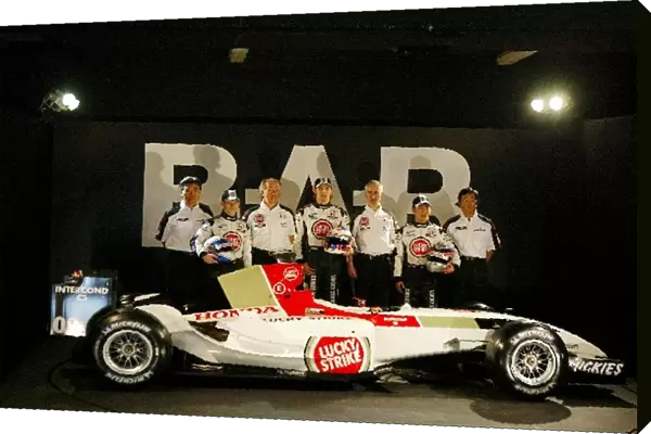 BAR Honda 006 Car Launch: Ken Hashimoto Honda Head of Chassis Development, Anthony Davidson BAR Test Driver, David Richards BAR Team Principal