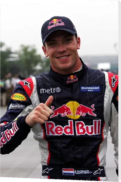 Formula One World Championship: Robert Doornbos Red Bull Racing Third Driver celebrates his tenth position in qualifying