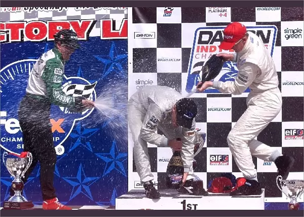 Dayton Indy Lights: Lights podium, Texas Motor Speedway, Damien Faulkner, Derek Higgins and Kristian Kolby