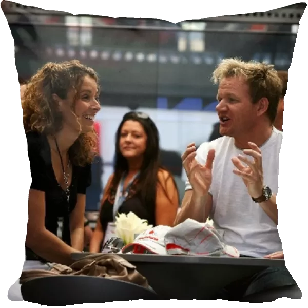 Formula One World Championship: Martin Brundle with Gordon Ramsay Celebrity Chef and his wife Tana