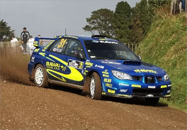 World Rally Championship: Toshi Arai, Subaru Impreza STi, on stage 1