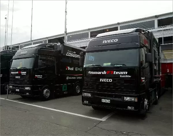 Formula One World Championship: Minardi Trucks in the paddock