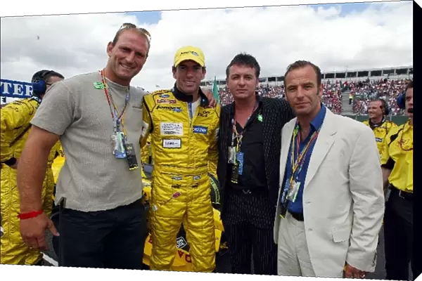 Formula One World Championship: England Rugby international Lawrence Dallaglio with Ralph Firman Jnr Jordan, Shane Ritchie Actor and Robson