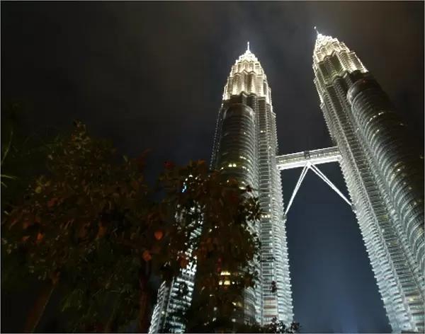 Formula One World Championship: Twin Petronas Towers in the centre of Kuala Lumpur by night