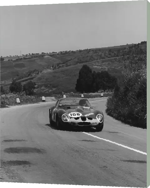 1963 Targa Florio. Little Madonie Circuit, Sicily, Italy. 5th May 1963. Rd 4. Juan-Manuel Bordeu  /  Giorgio Scarlatti (Ferrari 250 GTO), 6th position, action. World Copyright: LAT Photographic. Ref: 18509