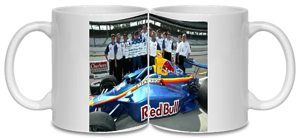 Indy Racing League: Buddy Rice and his Red Bull Cheever crew celebrate the pit stop competition victory