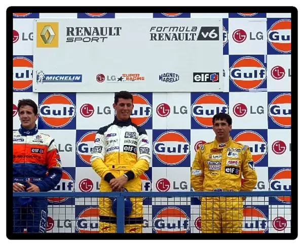 Formula Renault V6 Eurocup: Race 1 podium L to R - Tristan Gommedy Arta-Signature, Jose-Maria Lopez DAMS, Neel Jani Jenzer Motorsport