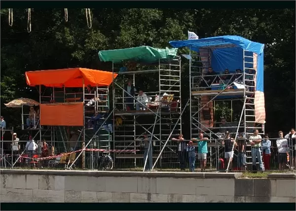 Fans build large stands to have a better view on the track. DTM Championship