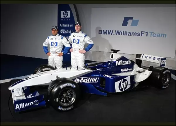 BMW Williams F1 Launch: Juan Pablo Montoya, left, and Ralf Schumacher with the BMW Williams FW25