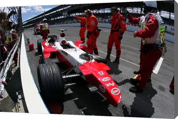 Formula One World Championship: The damaged Toyota TF105 of Ralf Schumacher after he crashed at the final corner