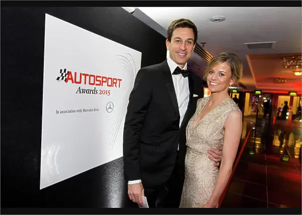 2015 Autosport Awards. Grosvenor House Hotel, Park Lane, London. Sunday 6 December 2015. Toto and Susie Wolff. World Copyright: Malcolm Griffiths / LAT Photographic. ref: Digital Image A50A2428