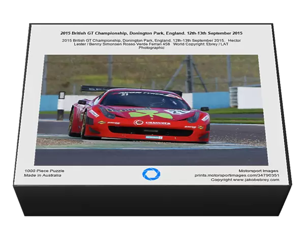2015 British GT Championship, Donington Park, England. 12th-13th September 2015. Hector Lester  /  Benny Simonsen Rosso Verde Ferrari 458 World Copyright: Ebrey  /  LAT Photographic