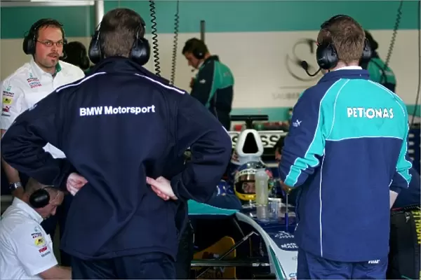 Formula One Testing: BMW Sauber F1 Team garage