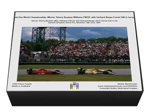 Formula One World Championship: Winner Thierry Boutsen Williams FW12C with Gerhard Berger Ferrari 640 in hot pursuit