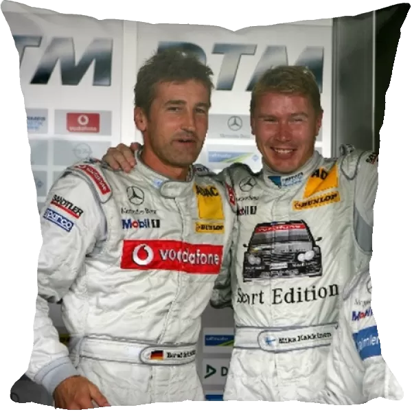 DTM Championship 2005, Rd 7, N├╝rburgring: L-R: Bernd Schneider, Vodafone AMG-Mercedes, Portrait and Mika Hakkinen, Sport Edition AMG-Mercedes
