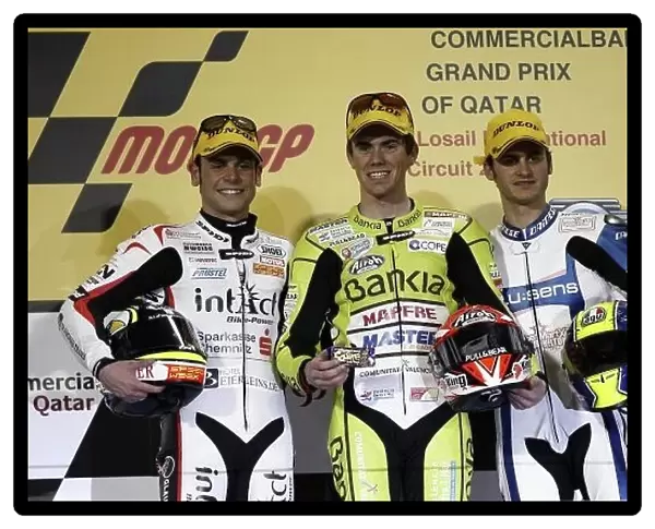 MotoGP. 125cc podium & results:. 1st Nicolas Terol (ESP), Bankia Aspar Team, centre.