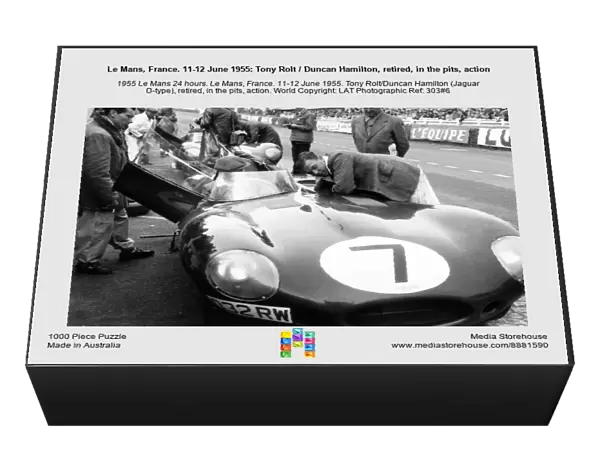 Le Mans, France. 11-12 June 1955: Tony Rolt  /  Duncan Hamilton, retired, in the pits, action