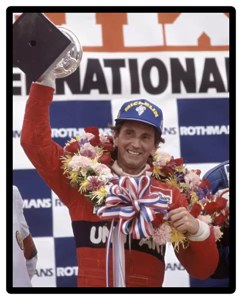 Detroit, Michigan, USA. 4-6 June 1982: John Watson 1st position on the podium