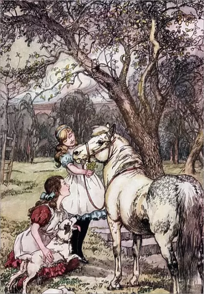 In The Orchard. Illustration By Lucy Kemp Welch From The Book Black Beauty By A. Sewell Published 1915