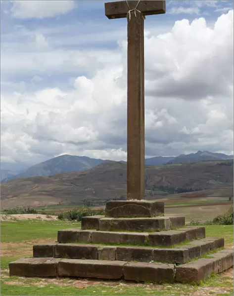 Temple Cross In Sacred Valley; Maras Peru