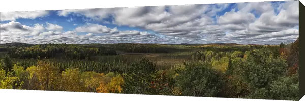 Panoramic View Of Sunday Creek During Autumn, Algonquin Park; Ontario, Canada