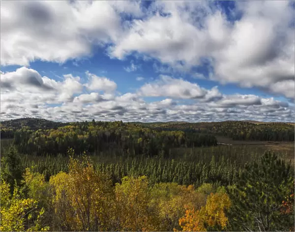 Panoramic View Of Sunday Creek During Autumn, Algonquin Park; Ontario, Canada