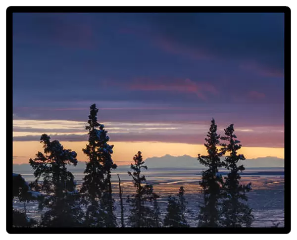 Panoramic View Of Sunset Over The Cook Inlet From The Anchorage Hillside, Southcentral Alaska