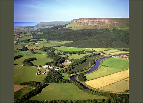 Aerial View Of Farms In Roe Valley County Park; Bienevenagh, County Londonderry, Northern Ireland