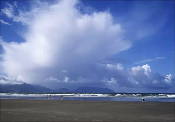 Tourists On The Beach, Inch Beach, Dingle Peninsula, County Kerry, Republic Of Ireland