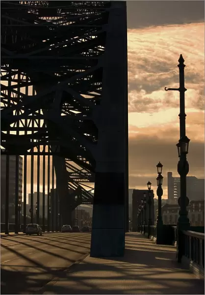 Silhouette Of Bridge; Newcastle Upon Tyne, Tyne And Wear, England, Uk