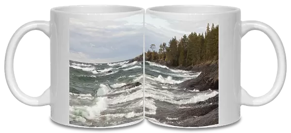 Crashing Waves On The Rocky Shoreline Of Lake Superior Near Wawa; Ontario, Canada
