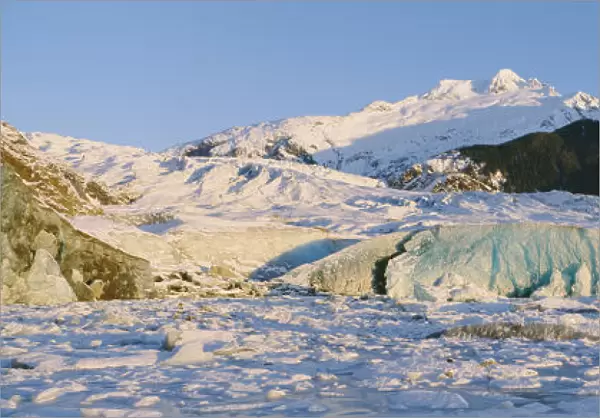 Alaska, Juneau, Mendenhall Glacier, Mount Mcginnis And Mount Stroller White In Background