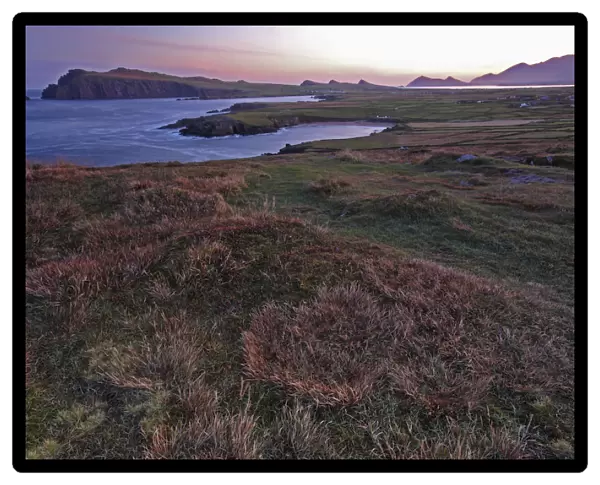 Sunrise View Of Clogher Beach And The Three Sisters Peaks In The Brandon Mountain Range On The Dingle Peninsula; County Kerry, Ireland