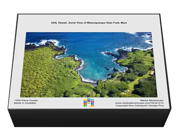 USA, Hawaii, Aerial View of Waianapanapa State Park; Maui
