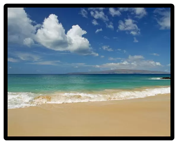 Hawaii, Maui, Makena State Park, Oneloa (Big Beach), West Maui Mountains In Distance