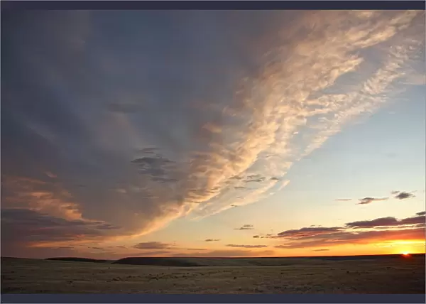 Skies Over Grasslands National Park At Sunset, Saskatchewan