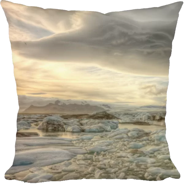 Lenticular Clouds Over The Ice Lagoon Of Jokulsarlon, Iceland