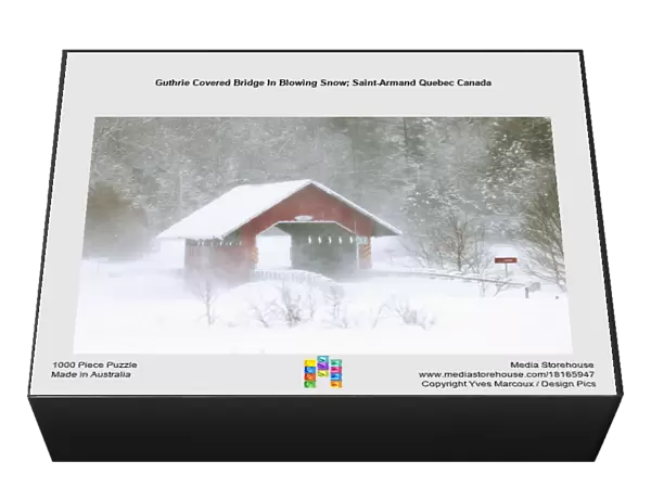 Guthrie Covered Bridge In Blowing Snow; Saint-Armand Quebec Canada
