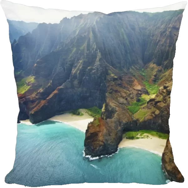 View Of The Rugged Coastline Along A Hawaiian Island, Na Pali Coast; Kauai, Hawaii, United States Of America