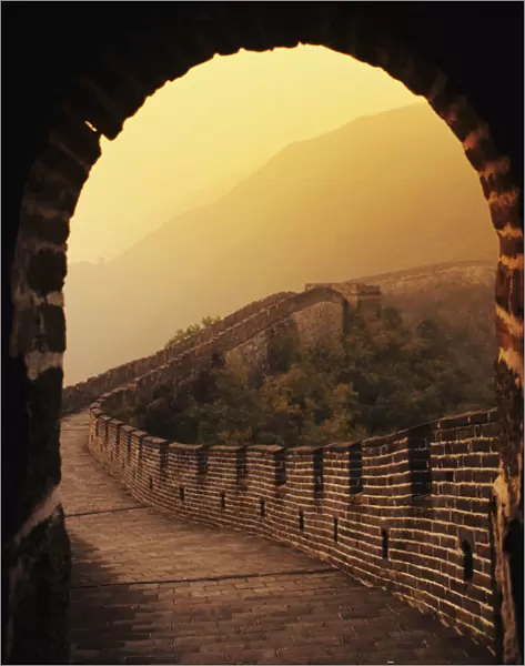 China, Great Wall Of China seen from inside tower; Mu Tian Yu